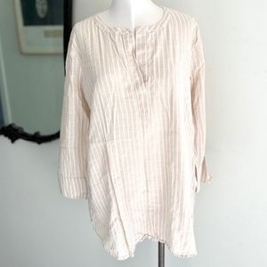 Vineyard Vines Womens Tan & White Stripe Cotton Slub Tunic Shirt